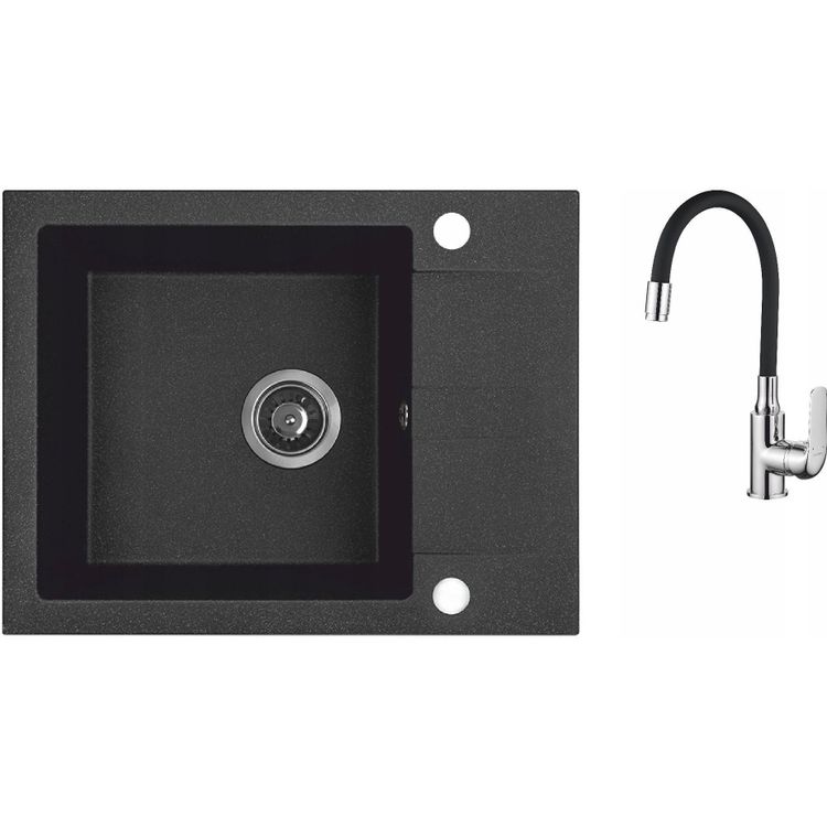 Tootefoto - AQ.901-1019012 / Aquaform / Maranello / Black Graniit valamu mono, 44x57cm, 1K+1/2 oC, sifoon /