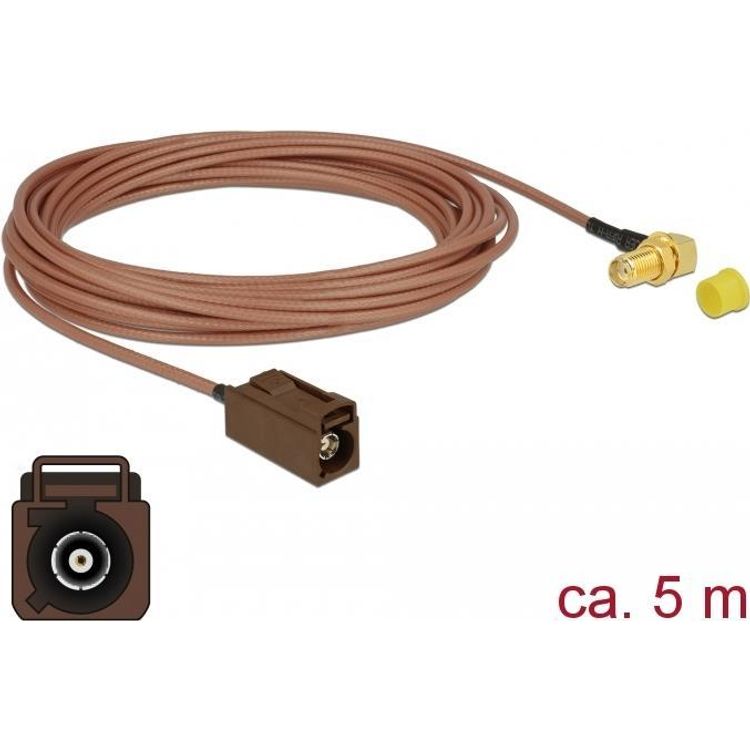 Tootefoto - DeLOCK 89683 koaksiaalkaabel RG-316 5 m FAKRA F SMA Must, Pruun, Kuld, Kollane