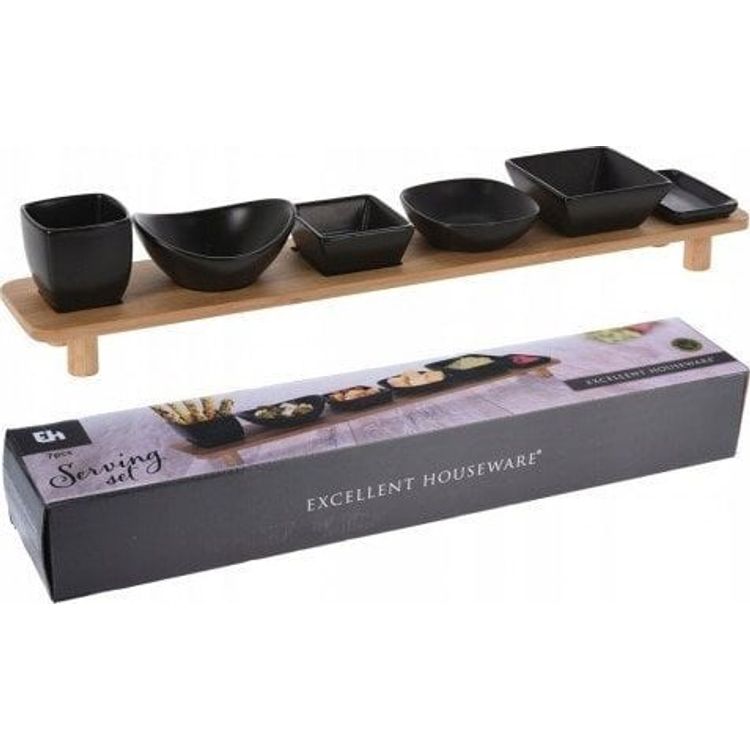 Tootefoto - Koopman Mustade serveerimiskausside komplekt, 6 tk + kandik