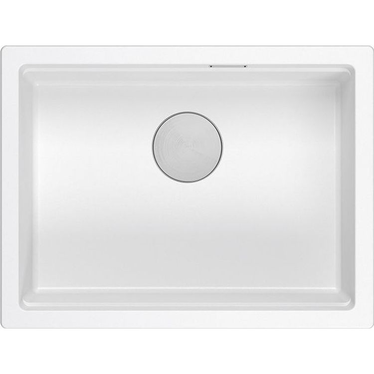 Tootefoto - GraniteQ LOGAN 100 valamu GraniteQ valamu lumivalge 59,5x45,1x21,5 cm 1-kauss riputatud k sitsi sifooniga roostevaba teras