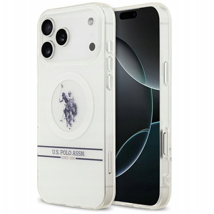 Tootefoto - US Polo DH and Bottom Stripe Logo MagSafe Case for iPhone 17 Pro Max White