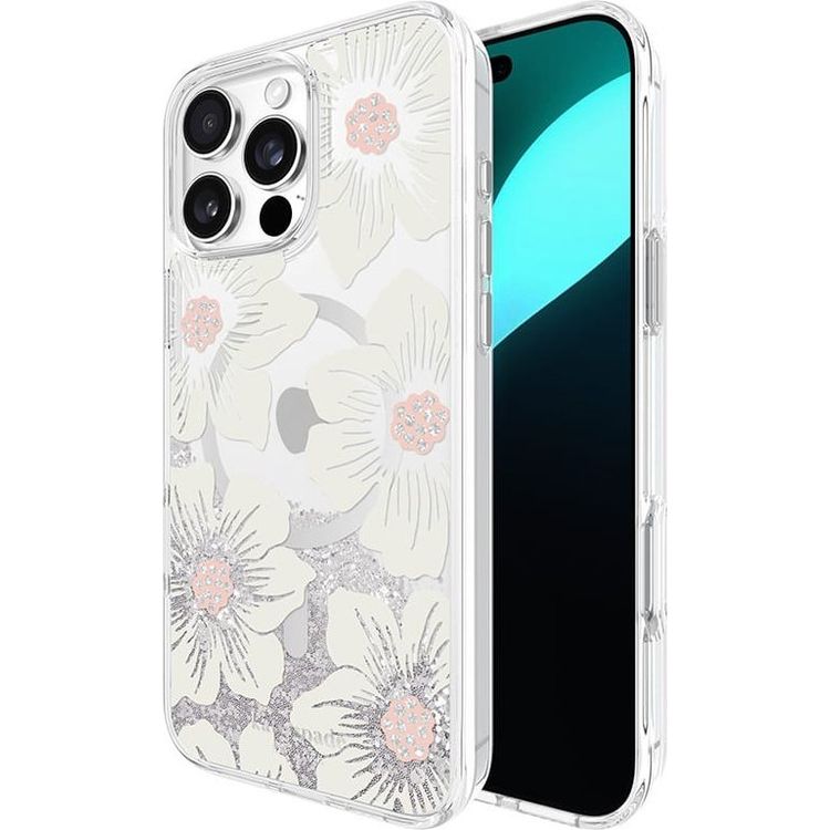 Tootefoto - Kate Spade New York Kate Spade New York Liquid Glitter MagSafe iPhone 16 Pro Max mbris (Hollyhock Floral)