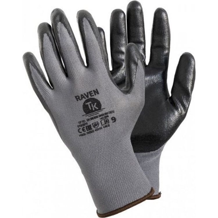 Tootefoto - UNN -i kinnituskindad pol ester + nitriili rokk, suurus 9 (12 paari)