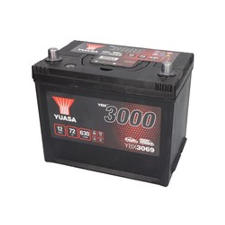 Tootefoto - Akumulator YUASA 12V 72Ah/630A YBX3000 SMF (L+ standardowy) 269x174x223 B9 (rozruchowy)