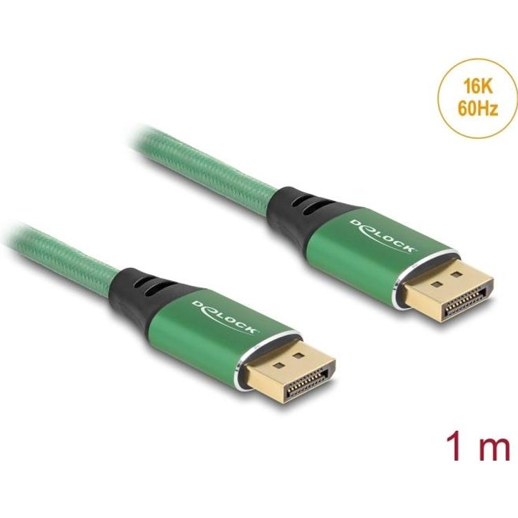 Tootefoto - Delock DisplayPort Kabel 16K 60 Hz 1 m gr n Metall (80629)