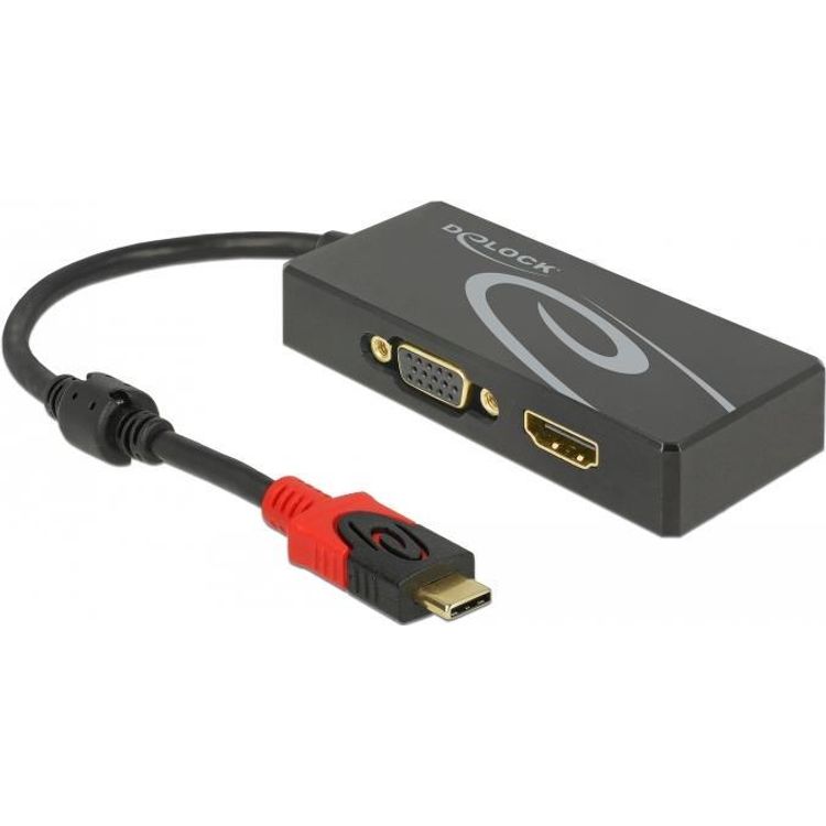 Tootefoto - DeLOCK 87730 videokaabliadapter 0,2 m USB t p-C HDMI + VGA (D-Sub) Must