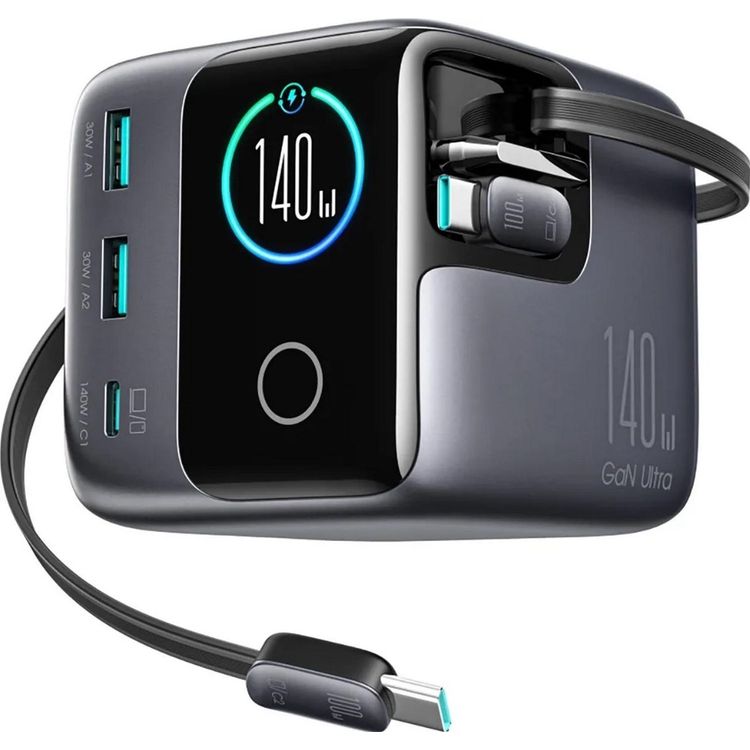 Tootefoto - adowarka biurkowa Joyroom Podix Jr-TRD01 GaN 140 W 1x USB-C 2x USB-A + zwijane kable 2x USB-C