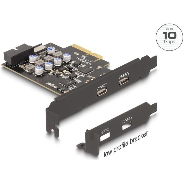 Tootefoto - Delock PCI Express x4 Karte zu 2 x extern USB Type-C+ 1 intern 10 Gbps Typ-E Key A (90345)