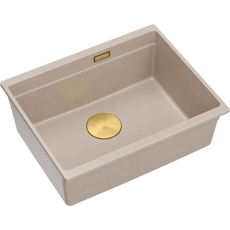 Tootefoto - Logan 100 Graniteq p rl bee 56x45x21,5 cm kraanikauss 1 kambriga, mis on riputatud k sitsi sifooniga kuld+komplekt 2 Fiskar noad