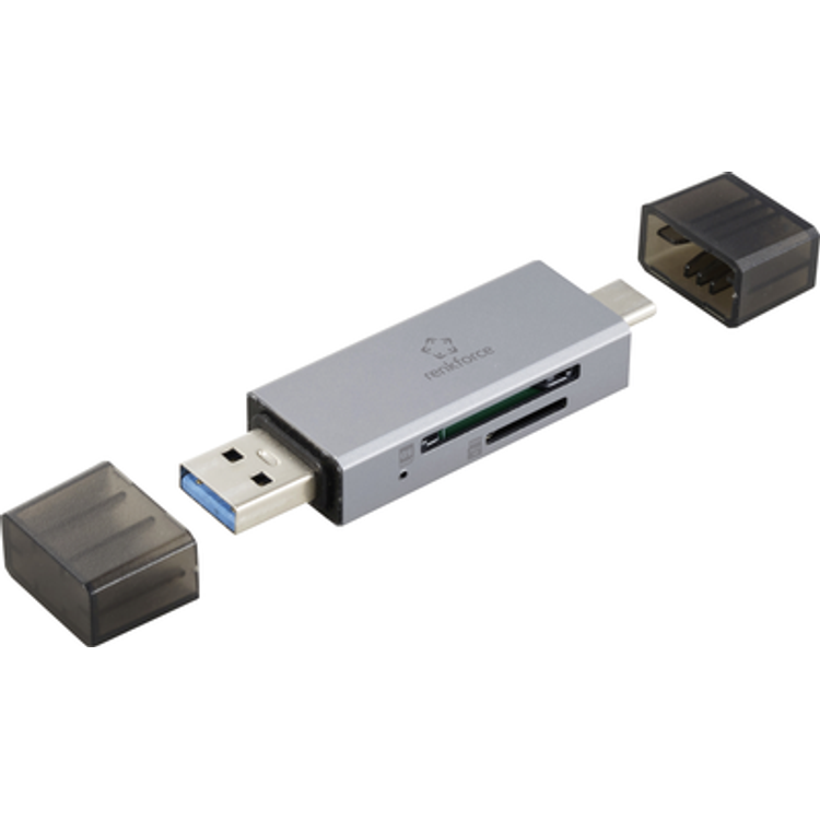 Tootefoto - Renkforce Rf-Pcr-400 External Memory Card Reader Usb Type A, Usb-C Space Grey