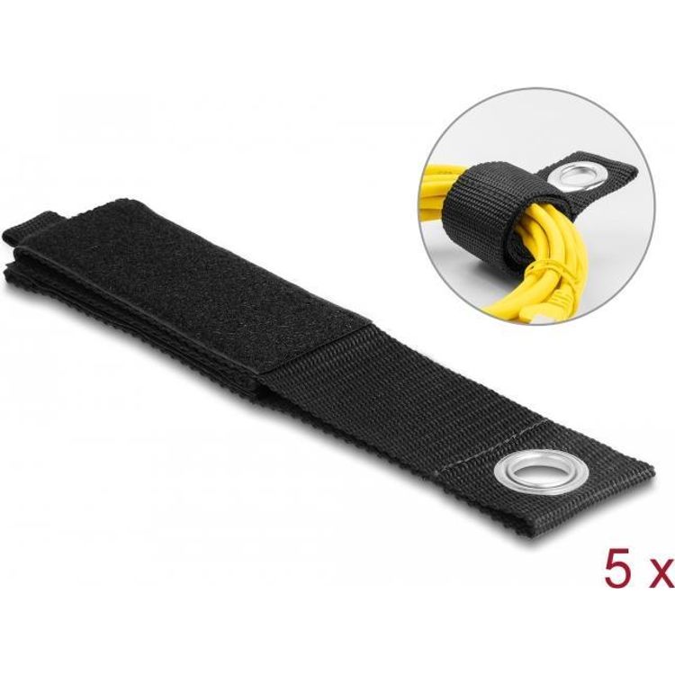 Tootefoto - DeLOCK 19573 konksuga ja aasaga kinnitus Pol ester Must 5 tk