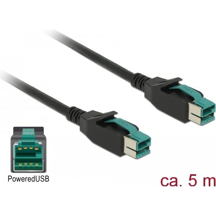 Tootefoto - Delock - Powered USB-Kabel - USB PlusPower (12 V) (M) zu USB PlusPower (12 V) (M) - 12 V - 5 m - Schwarz