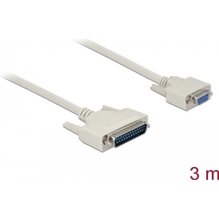 Tootefoto - DeLOCK 85525 j rjestikkaabel Bee 3 m D-Sub 25 Pin D-Sub 9 Pin