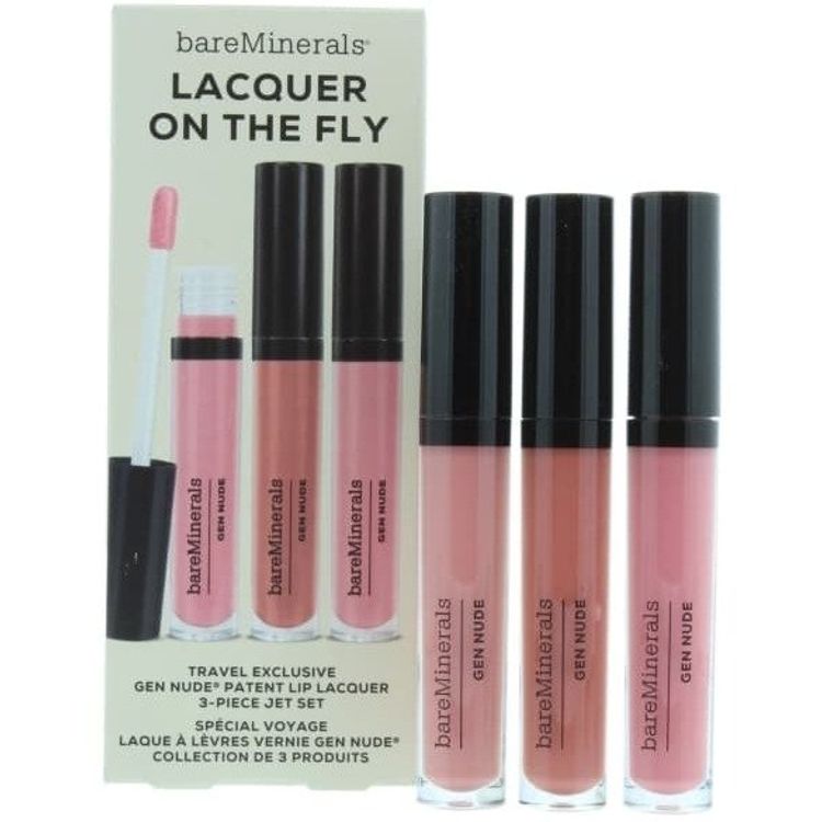 Tootefoto - BareMinerals Lacquer On The Fly komplekt BareMinerals: Gen Nude, vedel huulepulk, Cant Even, 3,7 ml + Gen Nude, vedel huulepulk, Dahling, 3,7 ml + Gen Nude, vedel huulepulk, Major,