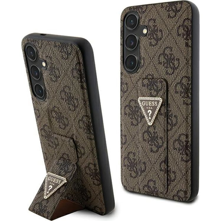 Tootefoto - Guess Guess Grip Stand 4G Triangle Strass logo Samsung Galaxy S24 mbris (pruun)