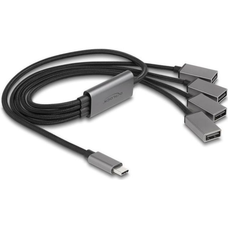 Tootefoto - DeLOCK 64210 Schnittstellen-Hub USB 2.0 Type-C 480 Mbit/s Schwarz - Grau (64210)