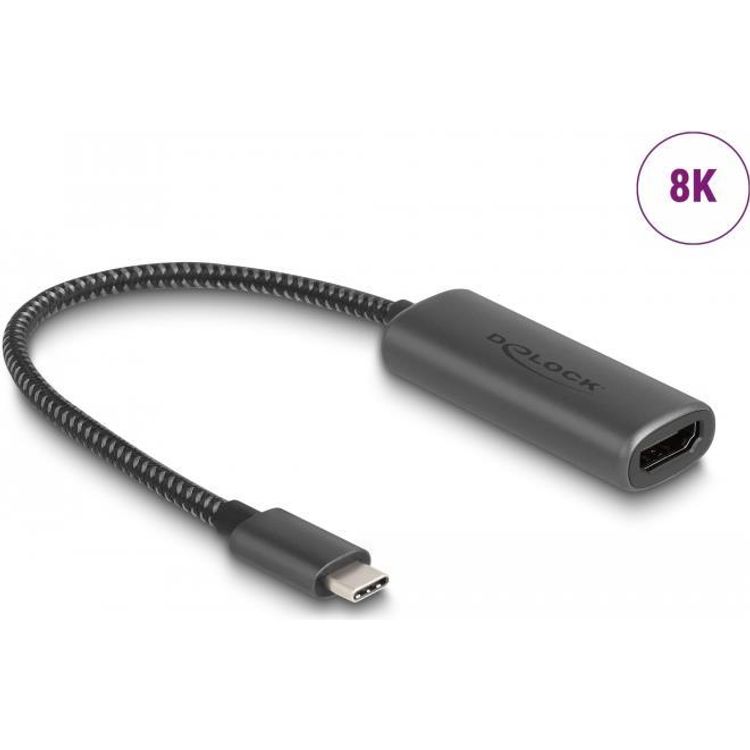 Tootefoto - Delock - Videoadapter - 24 pin USB-C m nnlich zu HDMI weiblich - 20cm - Grau - unterst tzt 8K 30 Hz (7680 x 4320), Unterst tzung f r 3D-Video, DP Alt Modus-Support (64229)
