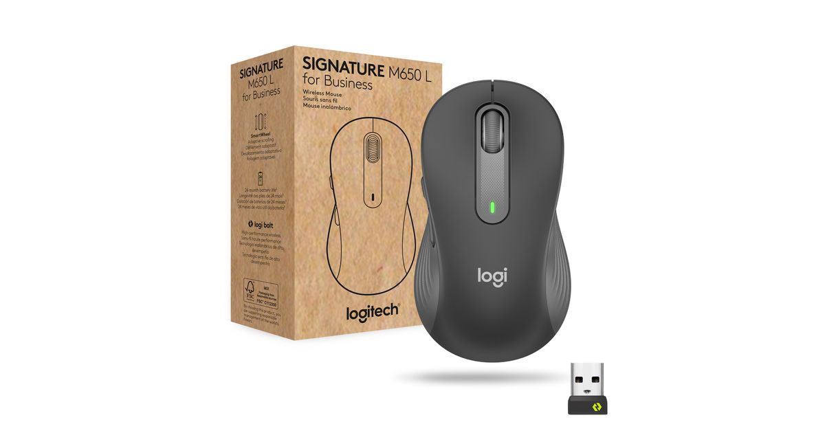 Logitech Signature M650 L Full Size Wireless Mouse Graphite