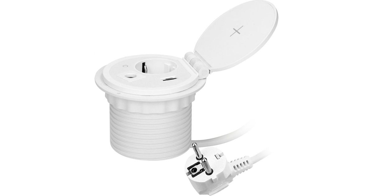 Orno Furniture socket 8 cm recessed into the table top with induction