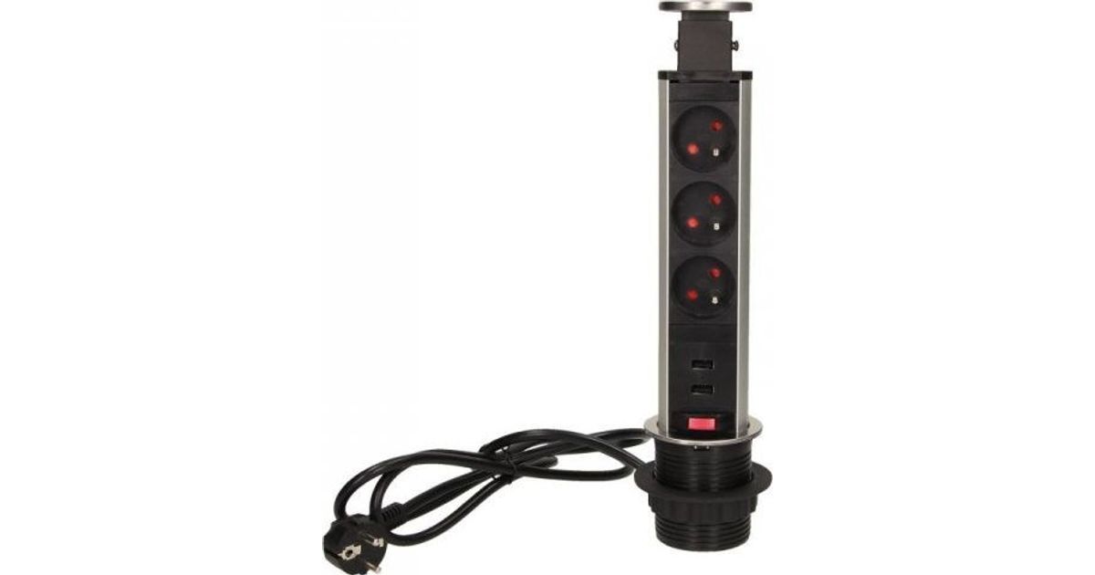 Orno Furniture socket, 3x250V AC sliding from the table top with a USB