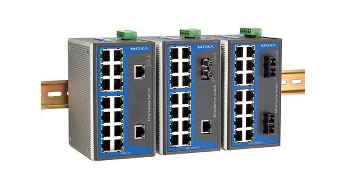 Moxa EtherDevice™ Switch EDS316, Multi Mode, ST Connector Unmanaged