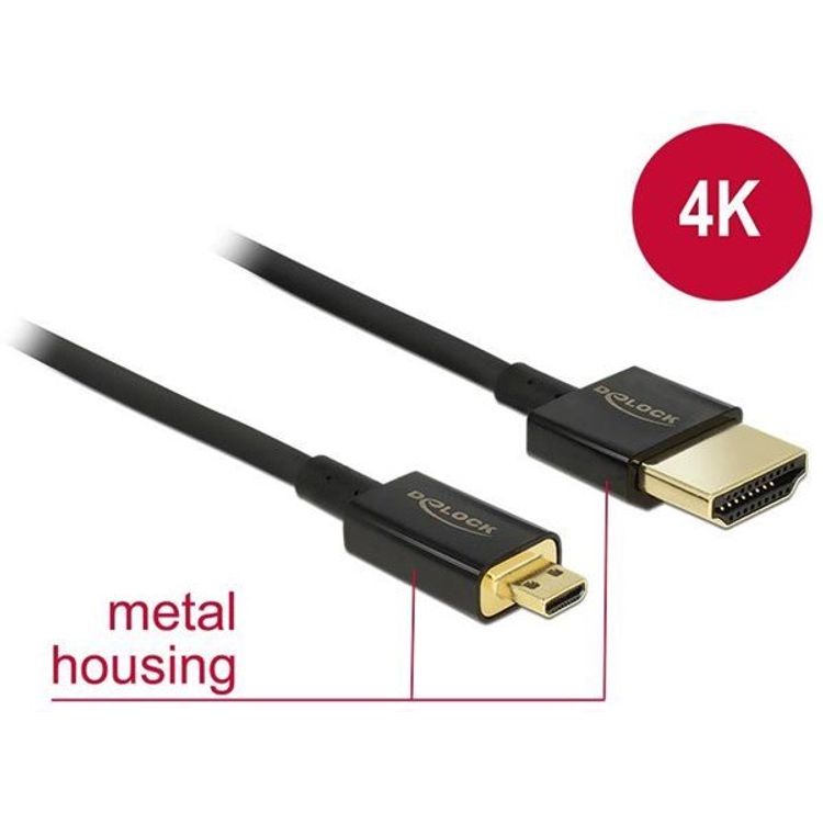 Tootefoto - DeLOCK HDMI-A/HDMI Micro-D, 4.5 m HDMI-kaabel 4,5 m HDMI t p A (Standard) HDMI t p D (Micro) Must