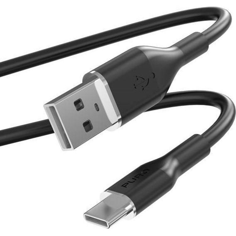 Tootefoto - Puro USB-kaabel PURO ICON pehme kaabel USB-C/USB-A 1,5 m (must)