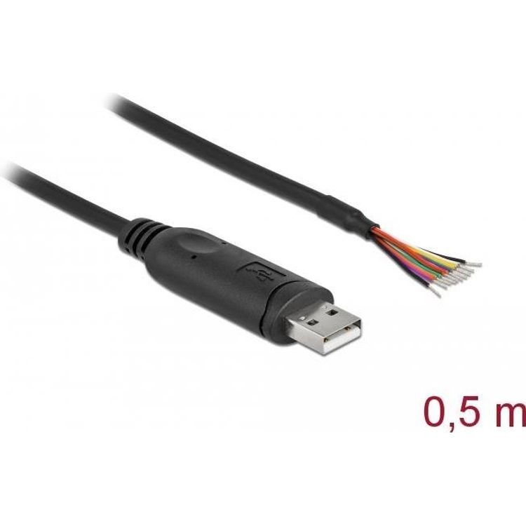 Tootefoto - DeLOCK 90415 j rjestikkaabel Must 0,5 m USB 2.0 RS-232