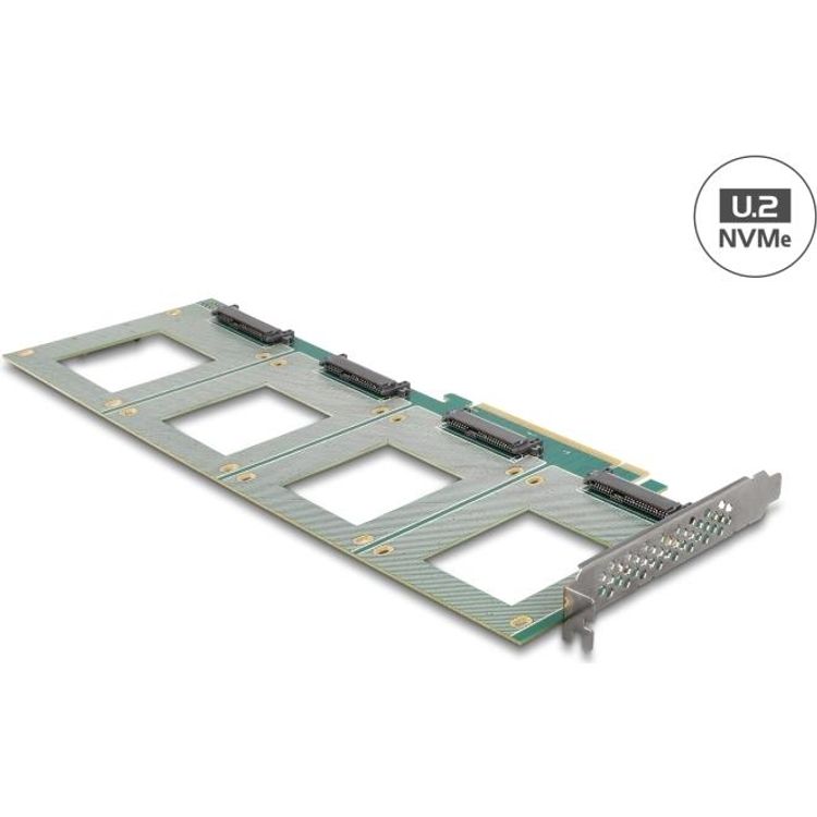 Tootefoto - Delock - Speicher-Controller - Gabelung, 288 x 122 mm - U.2 NVMe - PCIe 4,0 x16 (90169)