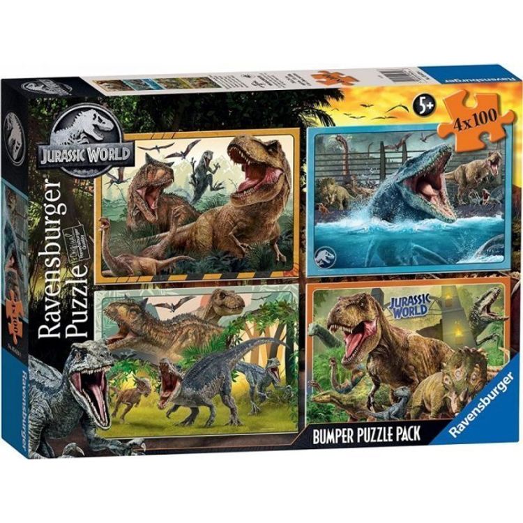 Tootefoto - Ravensburger Puzzle 4x100 Jurassic Worldi kaitseraua pakett