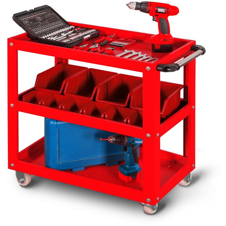 Tootefoto - Werkstattwagen HUGO, 700 x 816 x 400 mm, rot