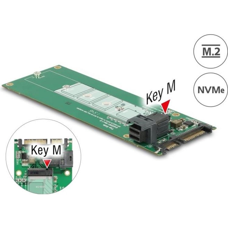 Tootefoto - Delock Konverter SATA 22 Pin / SFF-8643 NVMe > 1 x M.2 Key M (62703)
