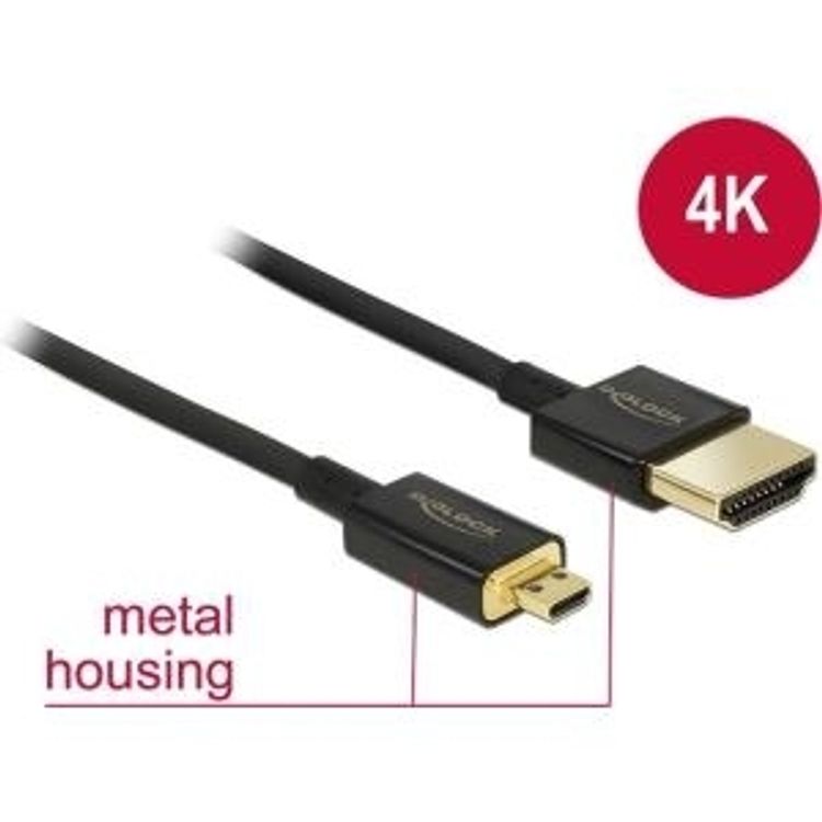 Tootefoto - DeLOCK 85119 HDMI-kaabel 0,25 m HDMI t p A (Standard) HDMI t p D (Micro) Must