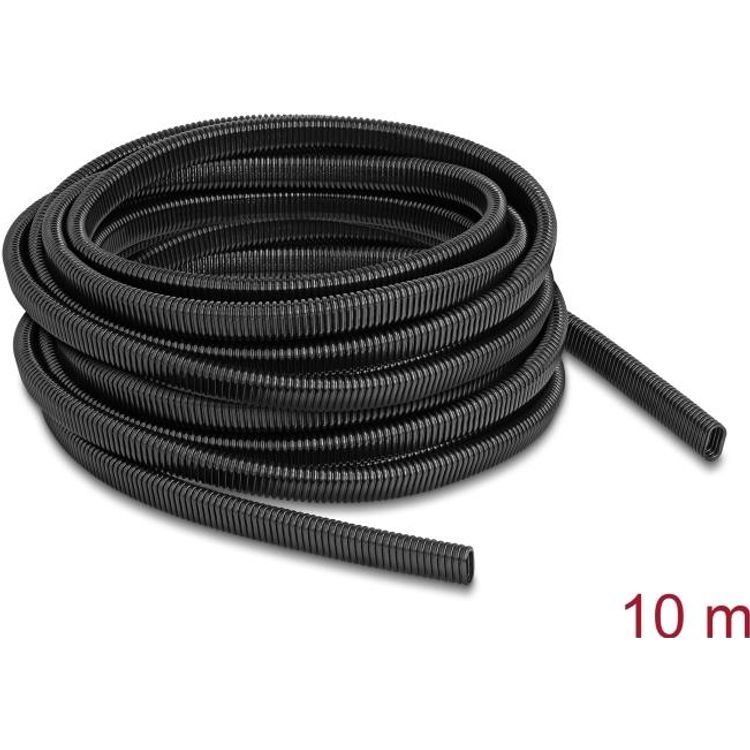 Tootefoto - Delock Kunststoff Kabelschutzschlauch in Ovalform flexibel 13,6 x 6,3 mm - L nge 10 m schwarz (60620)