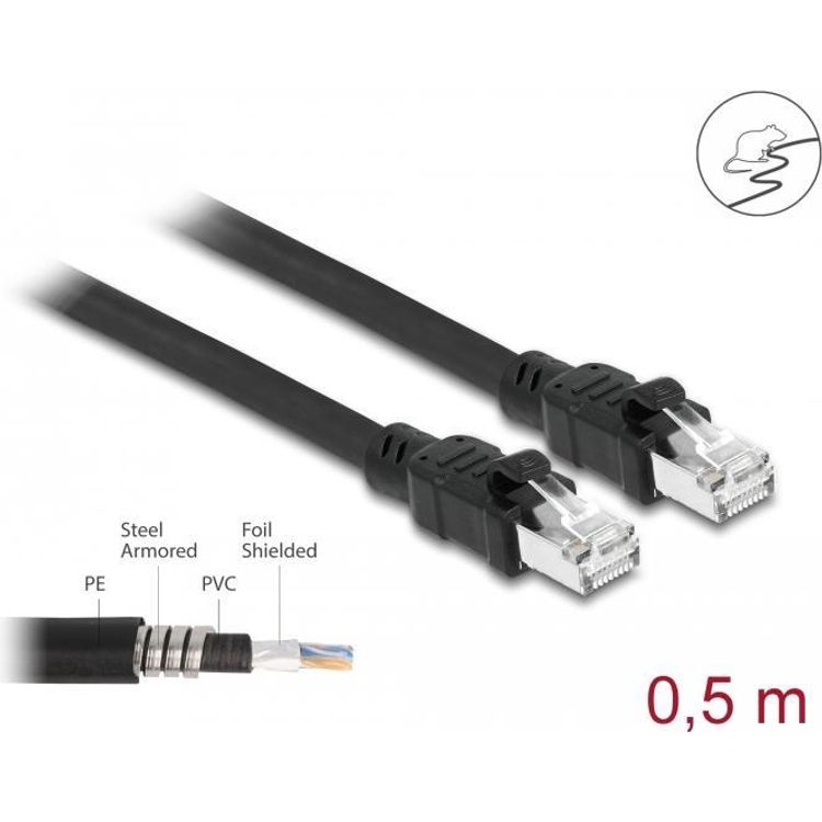 Tootefoto - DeLOCK 80112 v rgukaabel Must 0,5 m Cat6a F/UTP (FTP)