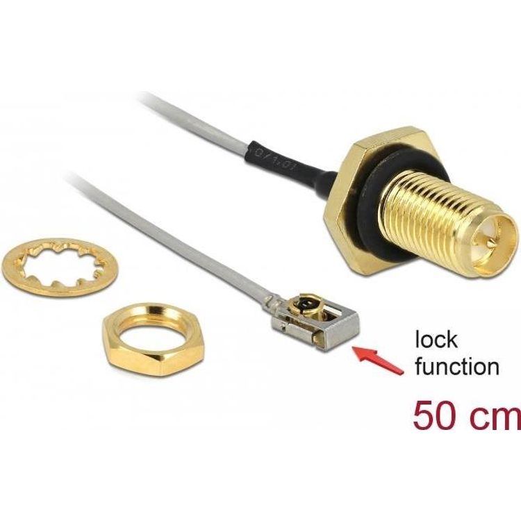 Tootefoto - DeLOCK 89927 koaksiaalkaabel Koaksiaalne 0,5 m RP-SMA MHF I LK Must, Hall