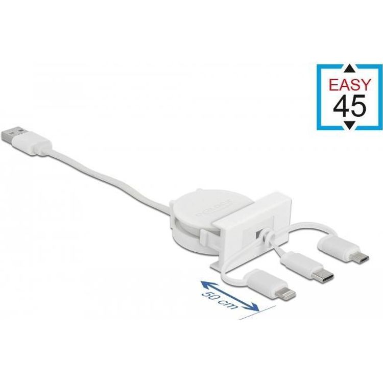 Tootefoto - DeLOCK 81375 USB-kaabel 0,5 m USB 2.0 USB A USB C Valge