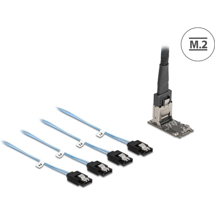 Tootefoto - Delock M.2 2242 Key B+M Kontroller zu 4 x SATA mit 1m Kabel - Serial ATA (64260)