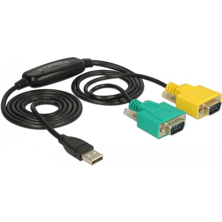Tootefoto - DeLOCK 63466 j rjestikkaabel Must, Roheline, Kollane 1,5 m USB t p A DB-9