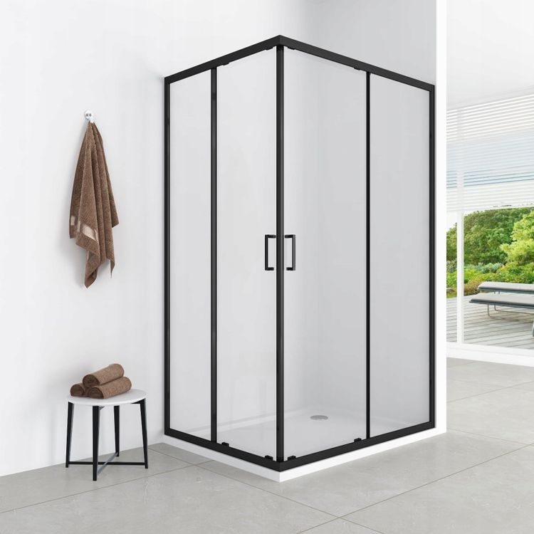 Tootefoto - AQ.101-501119 / AQUAFORM / AZUL / ristk likukujuline kabiin 100X80/185 MUST MATT, PUHAS KLAAS 5MM EASY CLEAN /