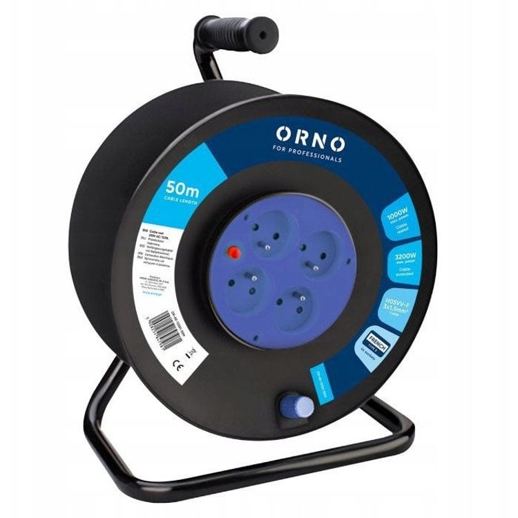 Tootefoto - Trumli pikendusjuhe, 4 2p+z pistikupesad, PVC H05VV-F 3x1,5mm2, 50m, Thermik, praeguste radade eelk ijad