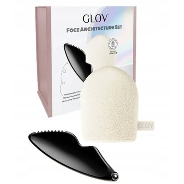 Tootefoto - GLOV_SET Face Architecture kaasaegne Gua Sha masseerija + meigieemaldus- ja puhastuskinnas