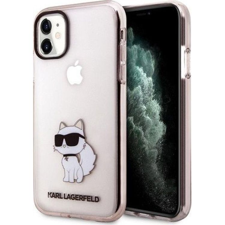 Tootefoto - Karl Lagerfeld Karl Lagerfeldi mbris KLHCN61HNCHTCP Apple iPhone 11/XR roosa/roosa k va mbris Ikonik Choupette