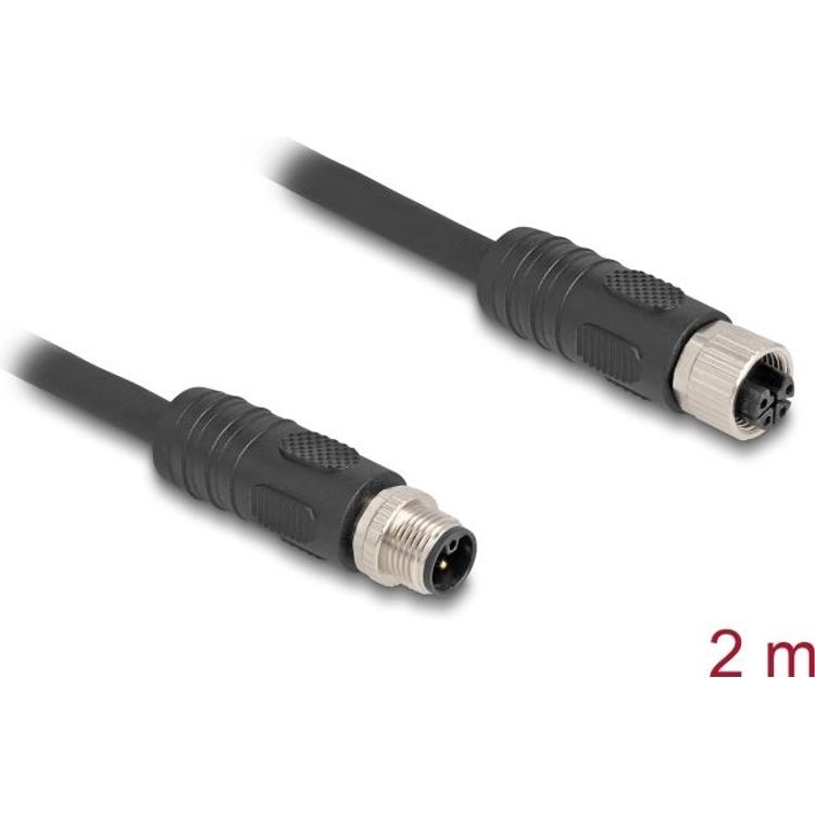 Tootefoto - Delock - Sensorkabel - M12 (4-polig) (M) zu M12 (4-polig) (W) 12 A - 2,0m - silikonfrei, L-codiert - Schwarz (80520)