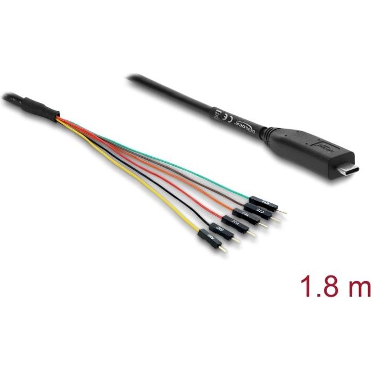 Tootefoto - Konverter USB 2.0 Type-C zu UART TTL (5 V) Schnittstelle mit 6 x Pfostenstecker TX/RX/CTS/RTS und 5 V Ausgangsspannung 1,8 m