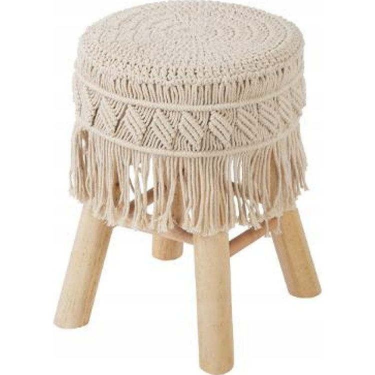 Tootefoto - Atmosphera Boho taburet makrameekattega istmega, k rgus 42 cm, bee