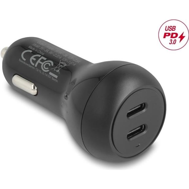 Tootefoto - Delock Kfz Ladeadapter 2 x USB Type-C PD 3.0 mit 40 W (64330)