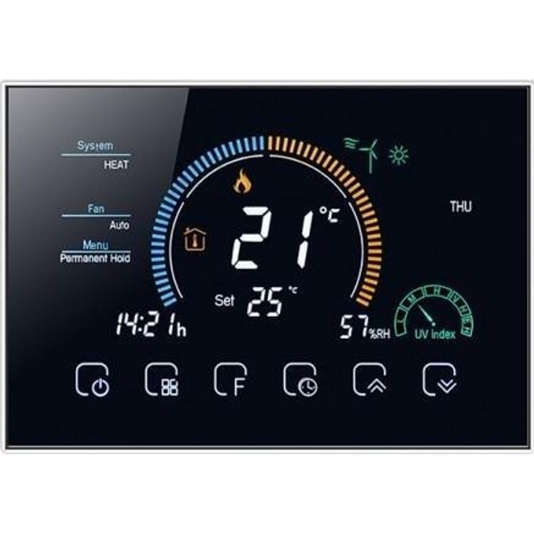Tootefoto - Renov8 Smart Wi-Fi termostaat v rvilise LCD-ga ventilaatorispiraaliga 2/4 toru jaoks - hilduv 86x86 ja mmargune 60 mm kast