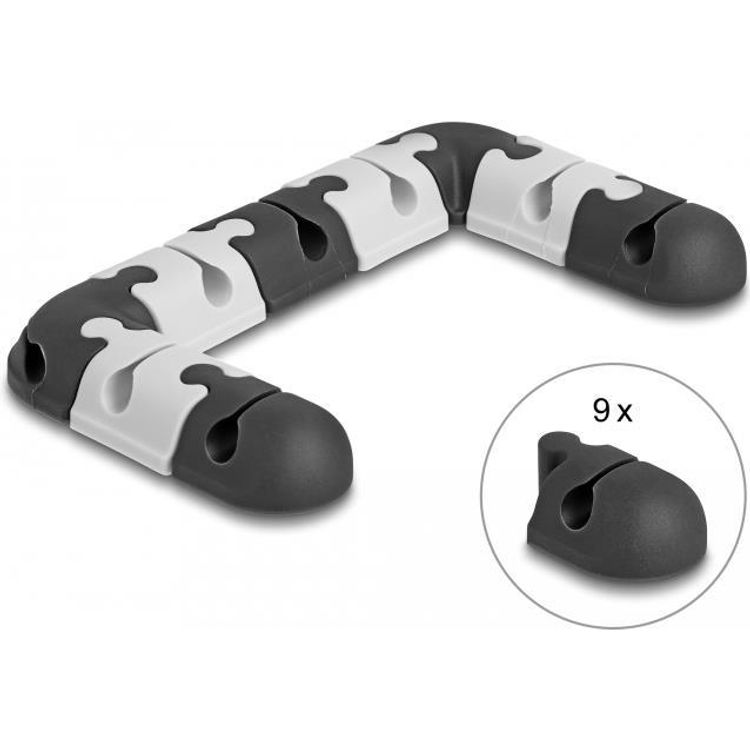 Tootefoto - DeLOCK 18448 juhtmete organisaator Laud/sein Kaablihoidja Must, Hall 9 tk