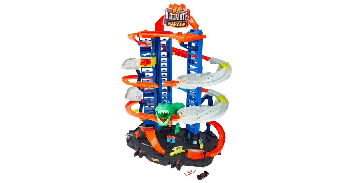 Hot Wheels HW Ultimate Garage Playset with 2 Toy Cars, Stores 100+ 1:64  Scale Vehicles , pista hot wheels dinossauro 